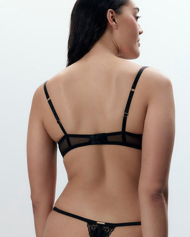 Marseille Embroidered Sheer Bra Black