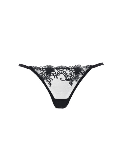 Marseille Embroidered Sheer Panty Black