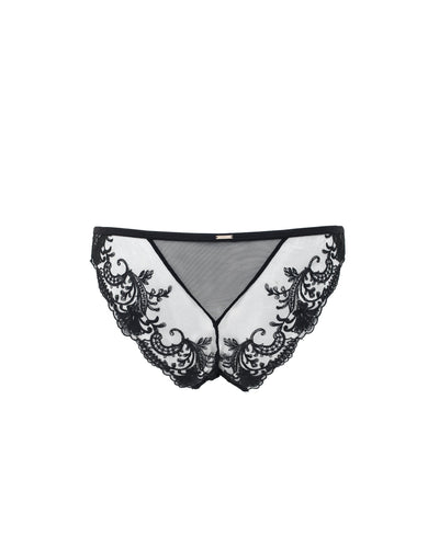 Marseille Embroidered Sheer Panty Black