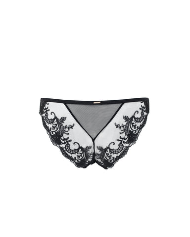Marseille Embroidered Sheer Panty Black