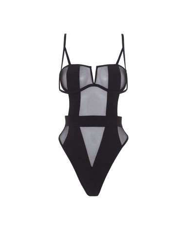 Orla Sheer Mesh Bodysuit Black
