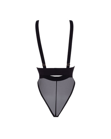 Topaz Strappy Sheer Bodysuit Black