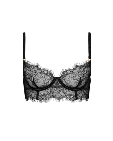 Camelia Longline Lace Bra Black