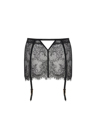 Camelia Skirt Garter Belt Black