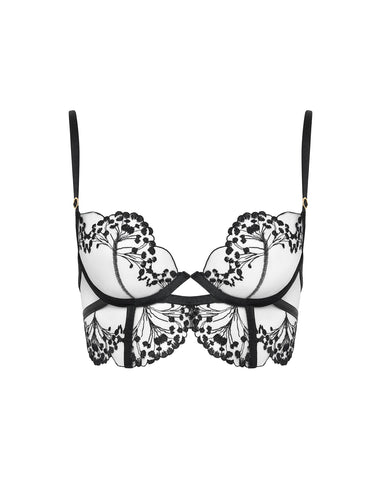 Marisa Embroidered Sheer Bra Black