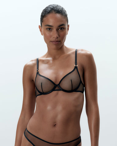 Naomi Sheer Mesh Bra Black