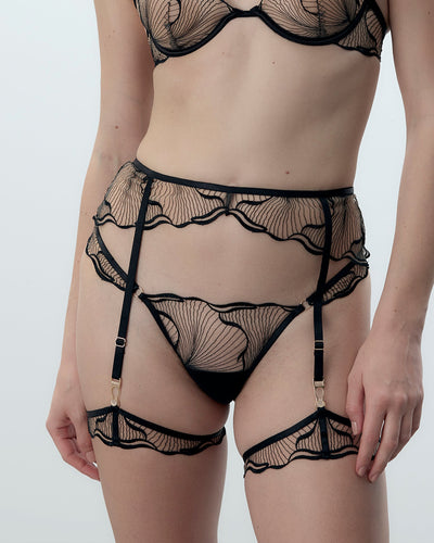 Marabel Detachable Thigh Garters Black