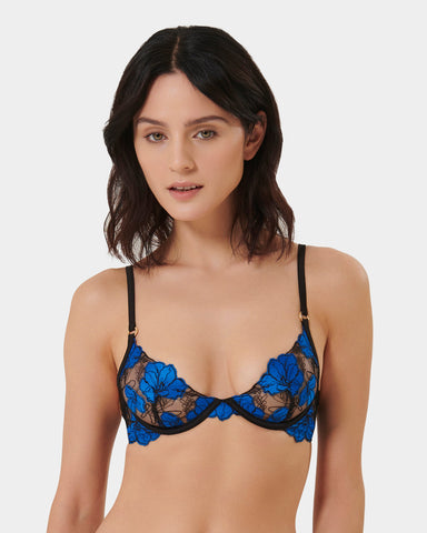 Sorento Floral Embroidered Bra Blue