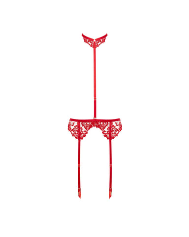 Samara Garter Belt Harness with Detachable Collar Red