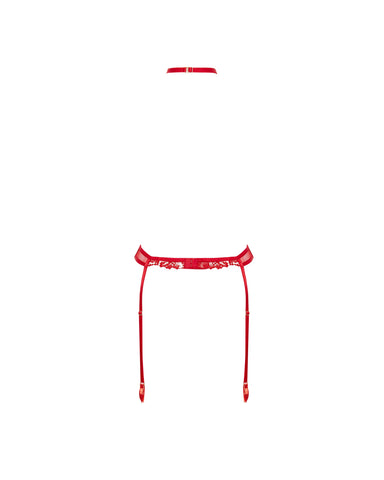 Samara Garter Belt Harness with Detachable Collar Red