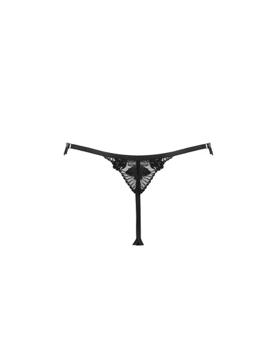 Gabriella Embroidered Thong Black