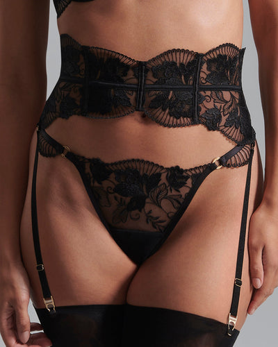 Gabriella Detachable Waspie Garter Belt Black