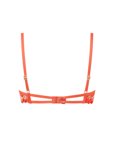 Leonora Floral Embroidered Bra Coral