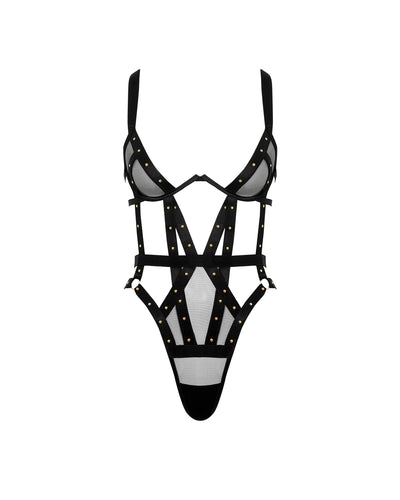 Sana Open Strappy Bodysuit Black