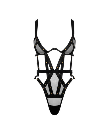 Sana Open Strappy Bodysuit Black