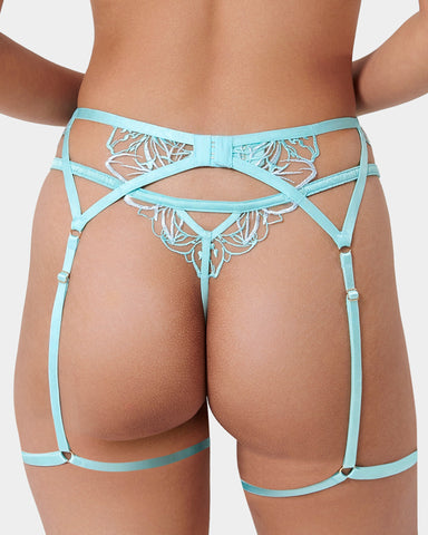 Lilly Embroidered Thigh Harness Blue