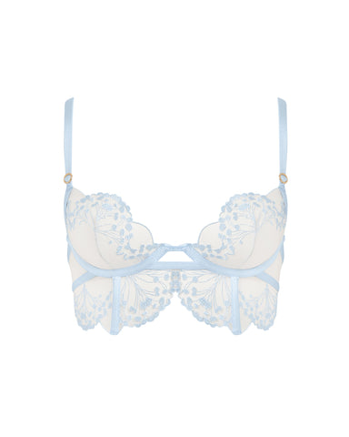 Marisa Embroidered Sheer Bra Blue
