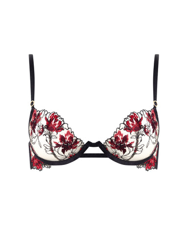 Calista Sheer Floral Bra Black/Cherry