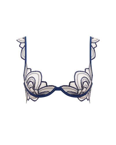 Soraya Embroidered Sheer Bra Blue