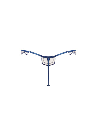 Soraya Embroidered Sheer Thong Blue