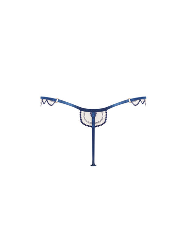 Soraya Embroidered Sheer Thong Blue