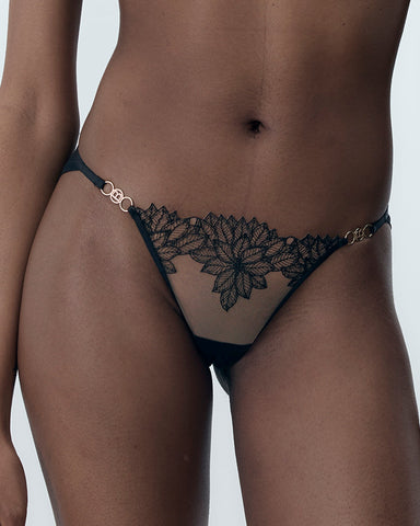 Inaya Sheer Floral Panty Black