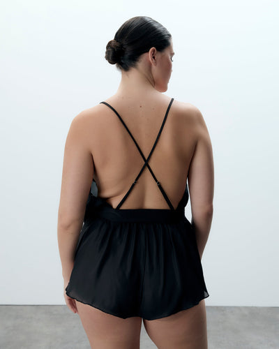 Marian Chiffon Embroidered Teddy Black