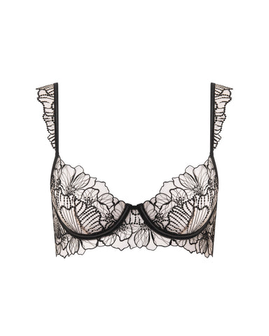 Amarosa Floral Embroidered Bra Black
