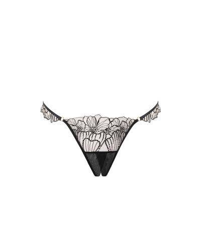 Amarosa Open Embroidered Panty Black