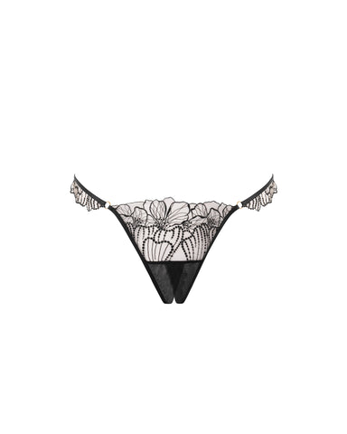 Amarosa Open Embroidered Panty Black