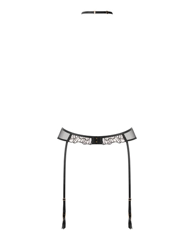 Amarosa Garter Belt Harness with Detachable Collar Black