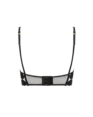 Lia Polka Dot Longline Bra Black