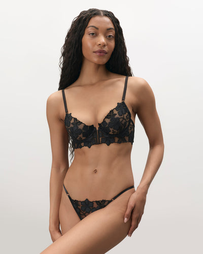 Alara Floral Open Panty Black