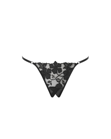 Alara Floral Open Panty Black