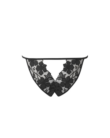 Alara Floral Open Panty Black