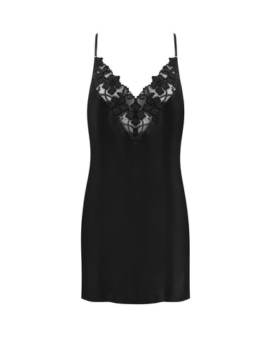 Alara Luxury Satin Short Chemise Black