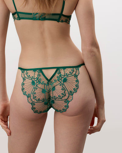 Jane Sheer Embroidered Panty Aventurine Green
