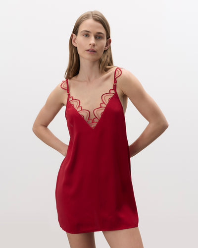 Soraya Luxury Satin Short Chemise Savvy Red