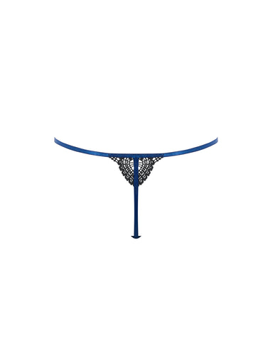 Ida Luxury Satin Thong Navy Peony/Black