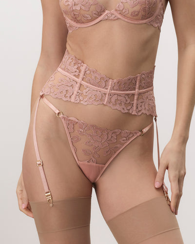 Rosina Detachable Waspie Garter Belt Dusty Rose