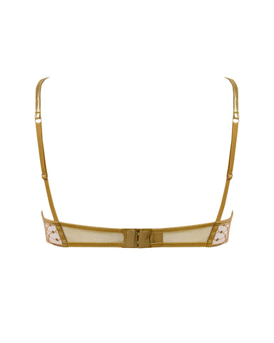 Zoe Sheer Embroidered Plunge Bra Gold