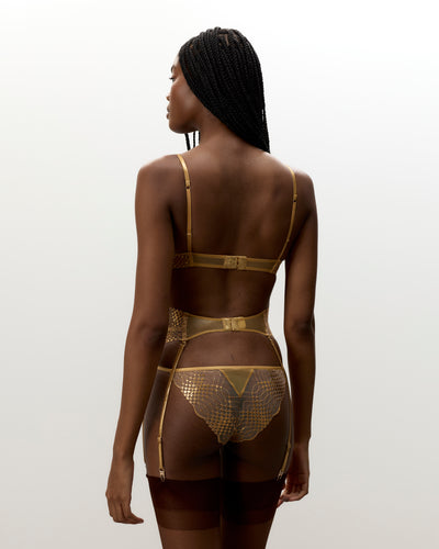 Zoe Detachable Waspie Garter Belt Gold