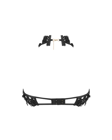 Adina Embroidered Open Bra Black