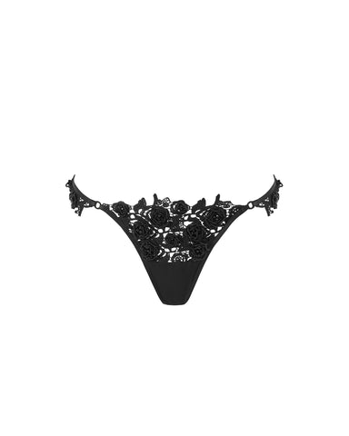 Adina Embroidered Thong Black