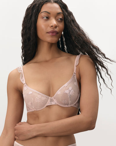 Lisa Embroidered Sheer Bra Pearl Pink