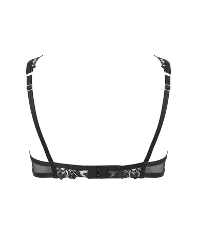 Samara Floral Embroidered Sheer Bra Black