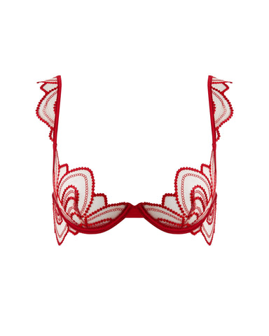 Soraya Sheer Embroidered Bra Savvy Red