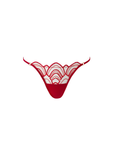 Soraya Sheer Embroidered Panty Savvy Red