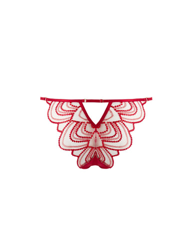 Soraya Sheer Embroidered Panty Savvy Red