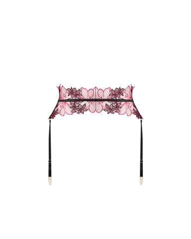 Calantha Detachable Waspie Garter Belt Cherry Lacquer/Virtual Pink